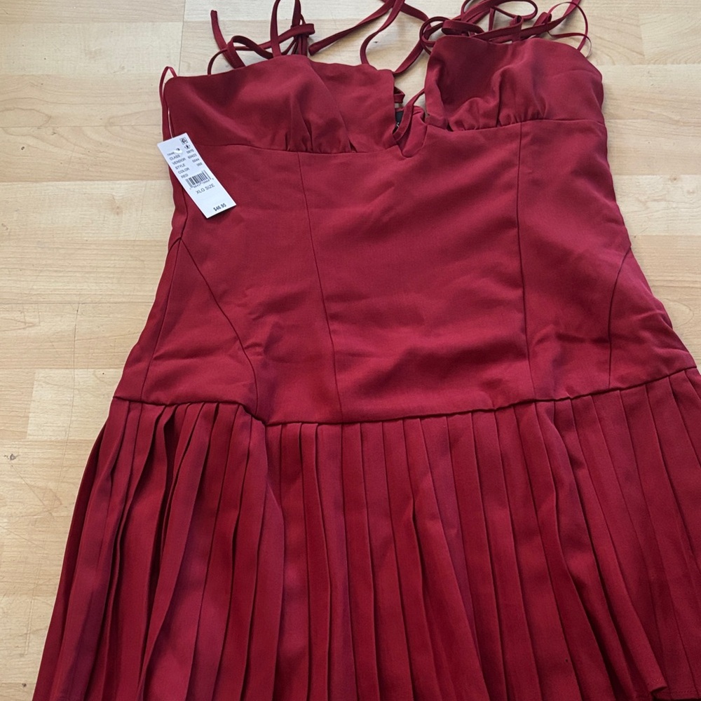 PacSun Red Pleated Slip Dress